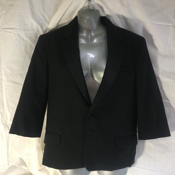 Joseph & Feiss Boys Black Formal Tuxedo Blazer Suit Jacket Size 12 Short Sleeve - Picture 1 of 11
